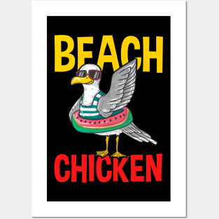 Funny Beach Chicken design for Seagull Lovers Posters and Art